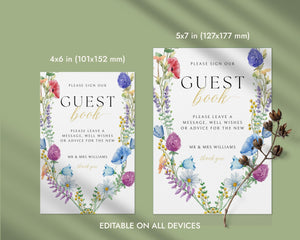 BeyzaLab Wildflower Wedding Guest Book Sign