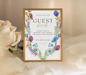 BeyzaLab Wildflower Wedding Guest Book Sign
