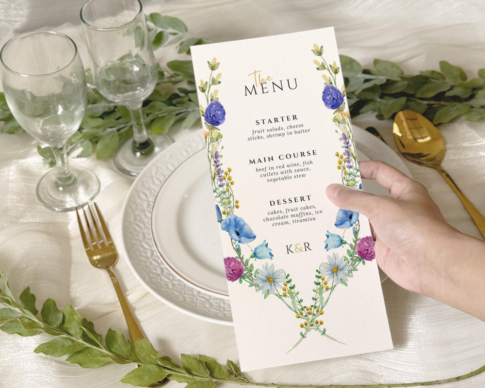 BeyzaLab Wildflower Wedding Menu Cards