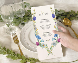 BeyzaLab Wildflower Wedding Menu Cards