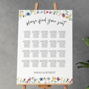 BeyzaLab Wildflower Wedding Seating Chart Sign