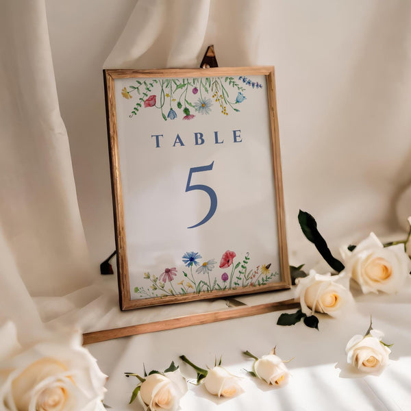 BeyzaLab Wildflower Wedding Table Numbers
