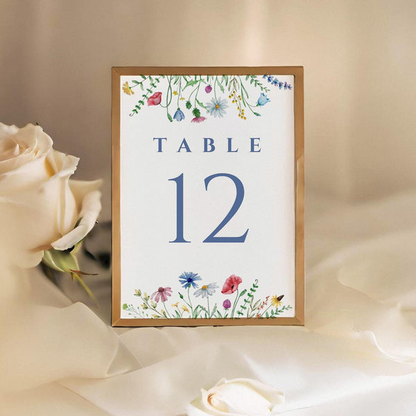 BeyzaLab Wildflower Wedding Table Numbers
