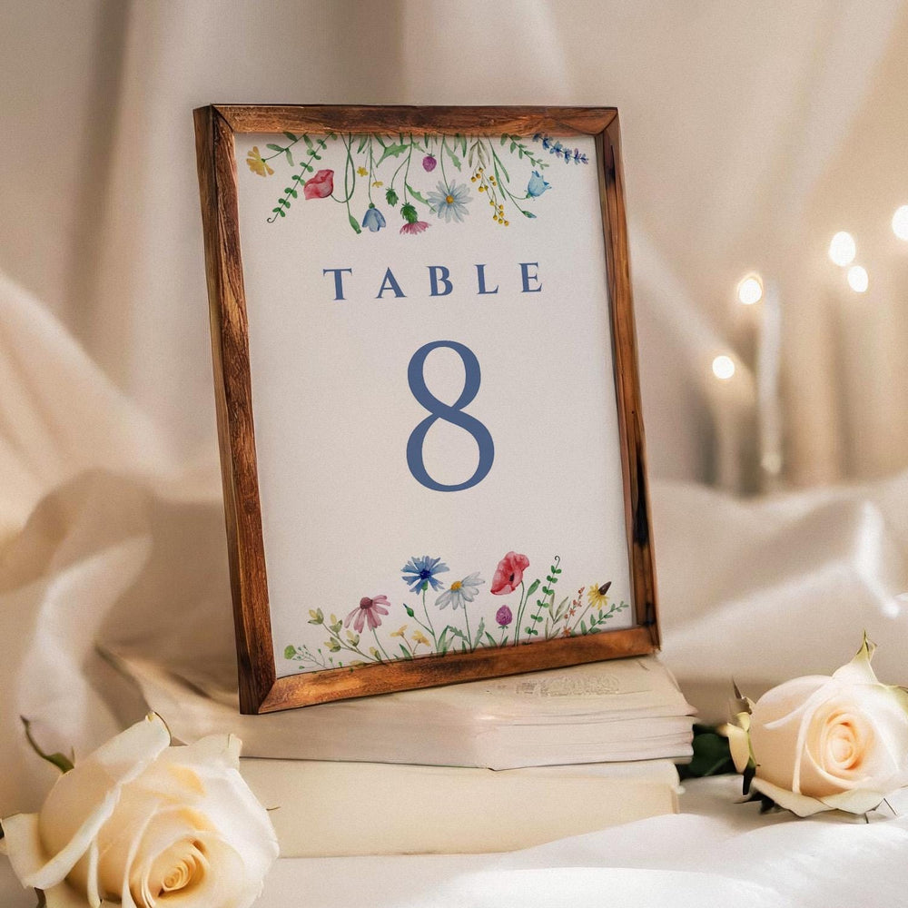 BeyzaLab Wildflower Wedding Table Numbers