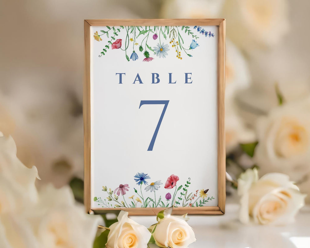 BeyzaLab Wildflower Wedding Table Numbers