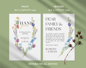 BeyzaLab Wildflower Wedding Thank You Cards