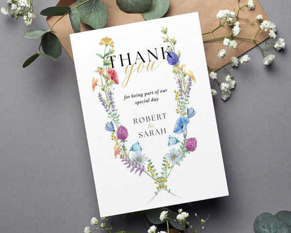 BeyzaLab Wildflower Wedding Thank You Cards