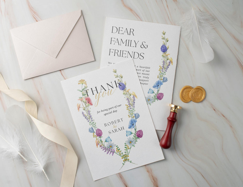BeyzaLab Wildflower Wedding Thank You Cards