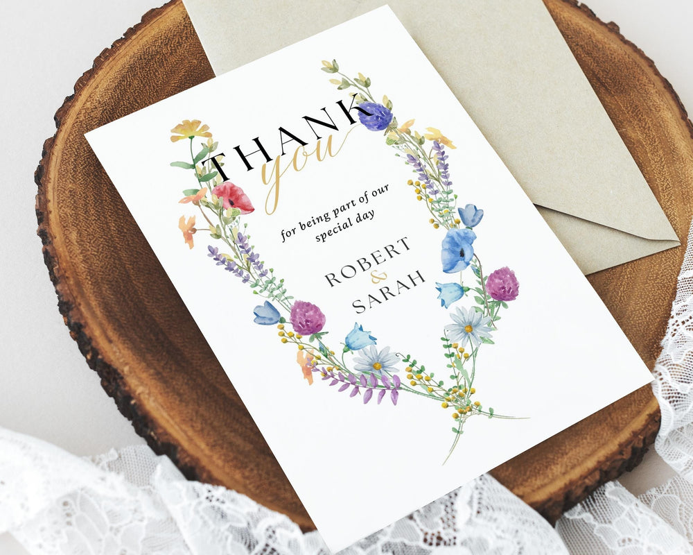 BeyzaLab Wildflower Wedding Thank You Cards
