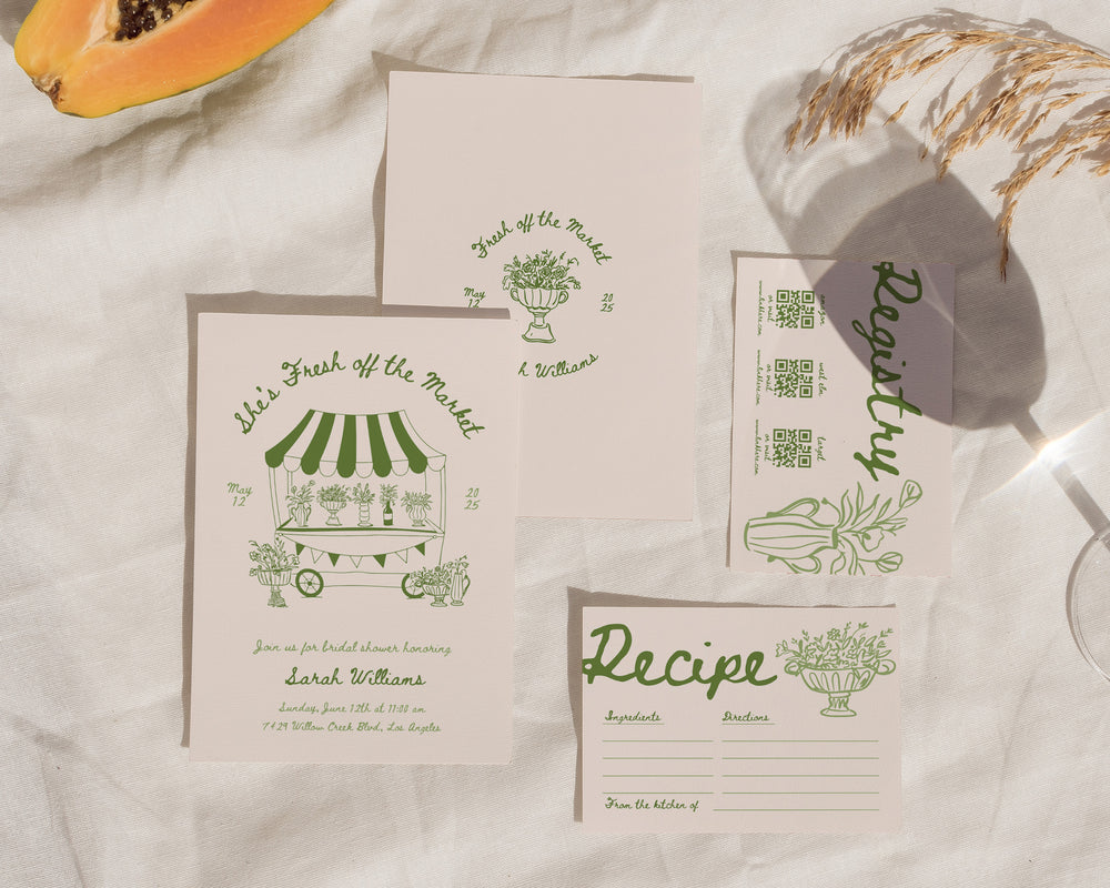 Green Fresh Off The Market Invitation Suite