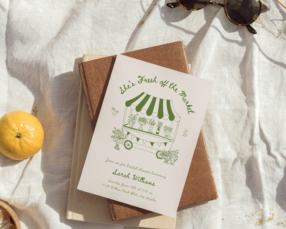 Green Fresh Off The Market Invitation Suite