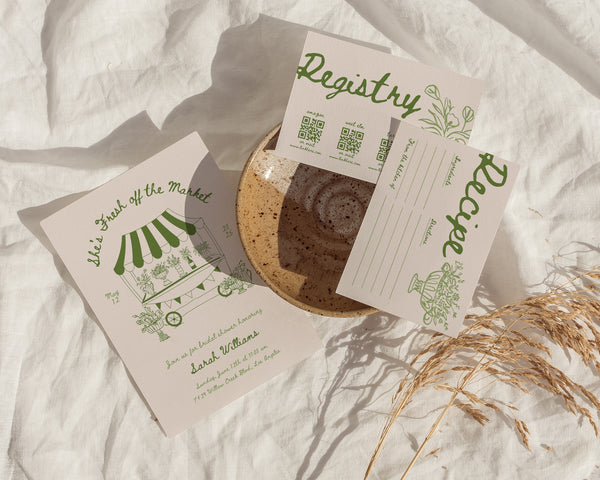 Green Fresh Off The Market Invitation Suite