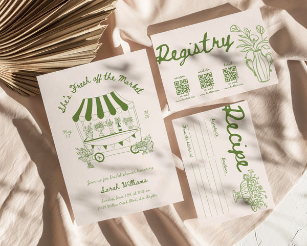Green Fresh Off The Market Invitation Suite