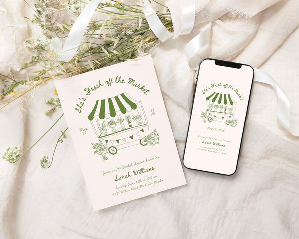 Green Fresh Off The Market Invitation Suite