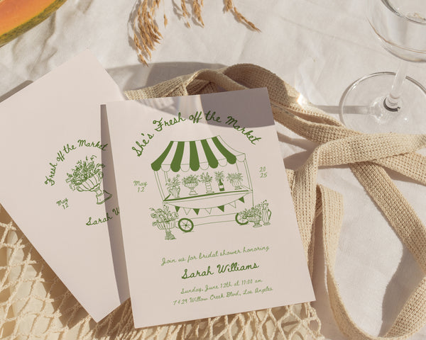 Green Fresh Off The Market Invitation Suite